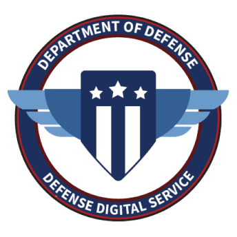 Department of Defense emblem with a shield, stars, and wings.